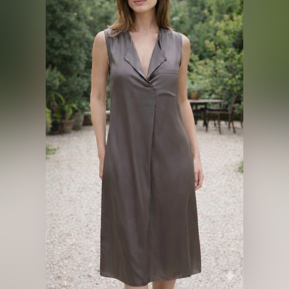 Garnett Hill Sz 6 Silk Shirt Dress Gray